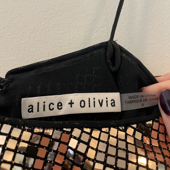 Alice + Olivia Nelle Embellished Mini Dress - Gold & Black - Picture 5 of 7